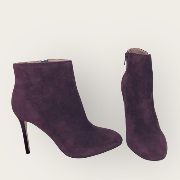 Ava & Aiden Suede Zip Ankle Boots Purple Wine Stiletto Size 10M - Picture 1 of 10